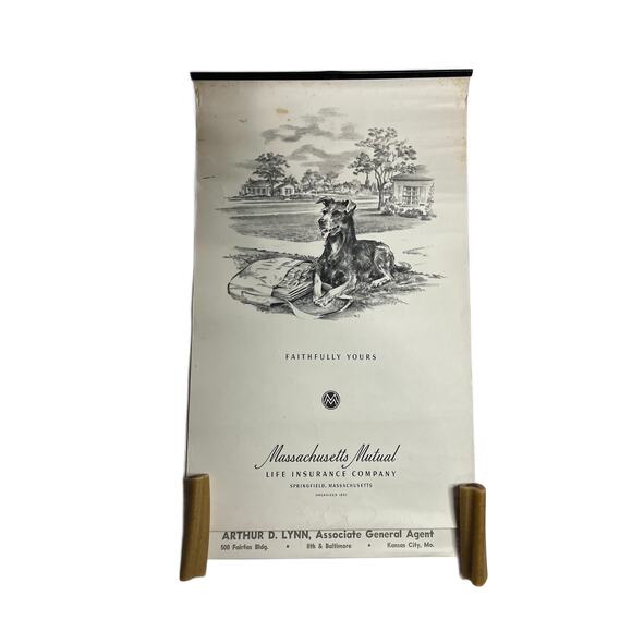 Massachusetts Mutual Life Insurance Co Faithfully Yours Dog Calendar 1953 - Picture 1 of 4